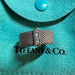 Tiffany & Co. Somerset Mesh and Diamond Ring Size 7